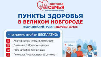 Пункты здоровья губернаторского проекта «Здоровая семья» в Великом Новгороде